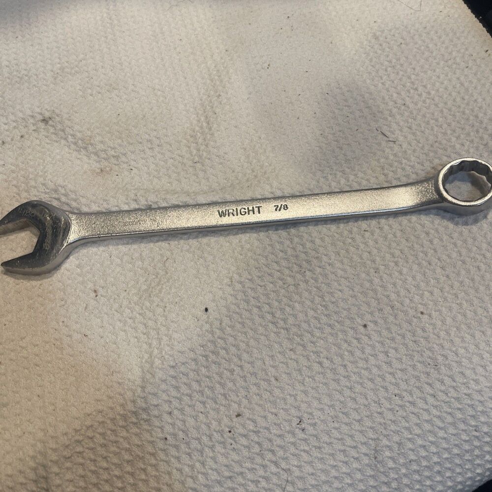 Wright 7/8” Combination Wrench 1128, 11" Vintage Forged Alloy USA